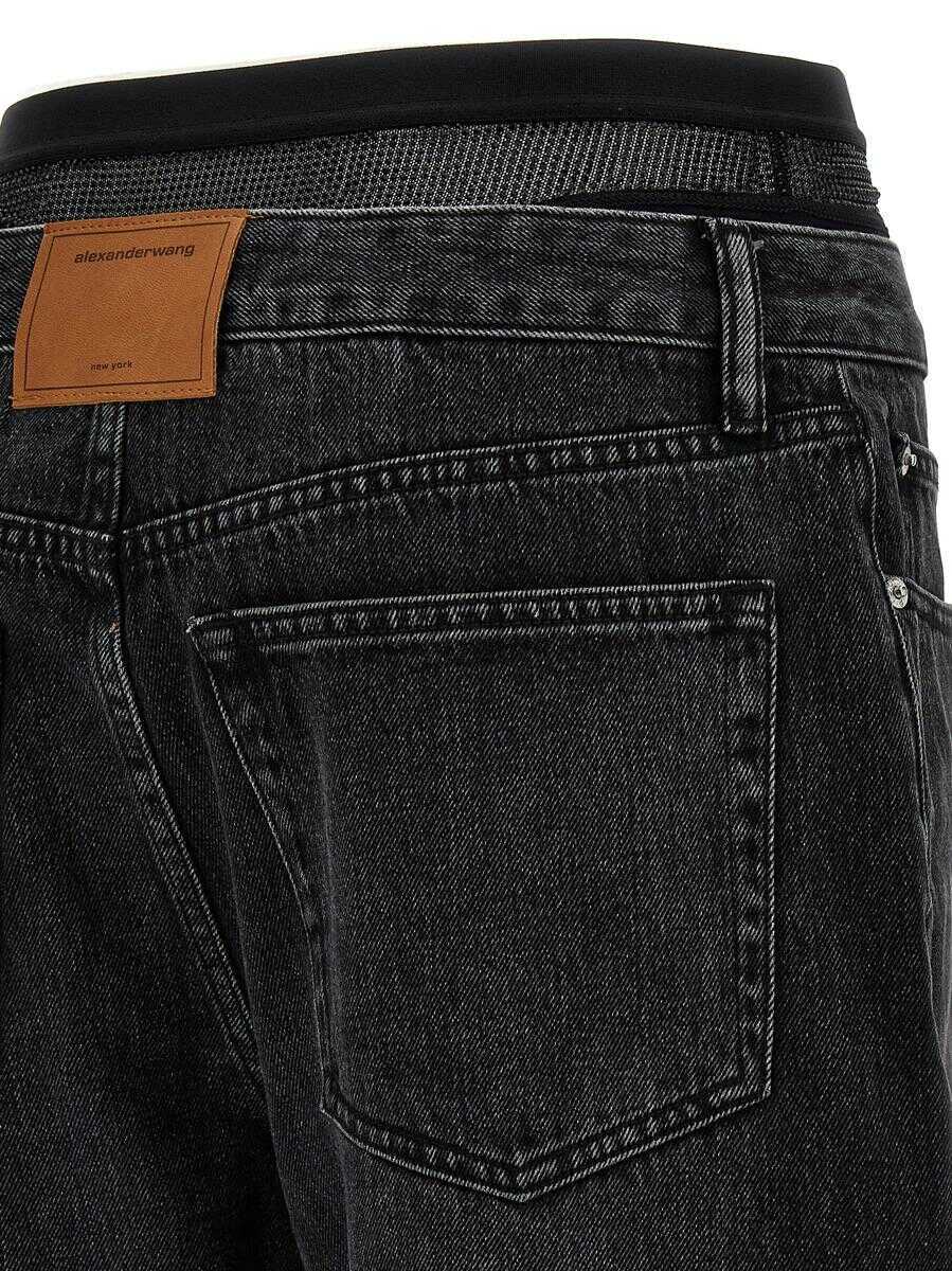 Blugi Alexander Wang Alexander Wang Slit Hem Prestyle Hotfix Mesh Undie Jeans Black Femei (BM 18459438) 4