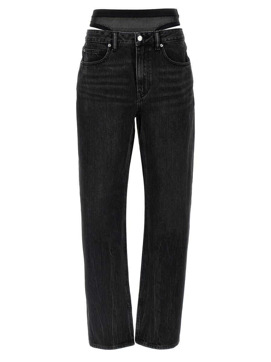 Blugi Alexander Wang Alexander Wang Slit Hem Prestyle Hotfix Mesh Undie Jeans Black Femei (BM 18459438) 1