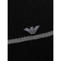 Caciuli pentru Barbati - Caciuli Emporio Armani Black Scarf And Beanie Set With Logo Embroidery In Wool Blend Man Black Barbati (BM 18460290) - B-mall.ro