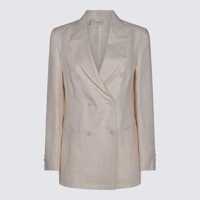 Geci Montedoro Montedoro White Linen Casual Jacket Femei
