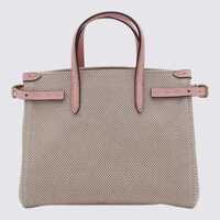 Genti de mana Valentino Garavani Dama - Genti de mana Valentino Garavani Valentino Garavani Beige Cotton Antibes Tote NATURALE-TOBACCO/PEACH ROSE Femei (BM 18460614) - B-mall.ro