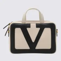 Genti de mana Valentino Garavani White And Black Leather Viva Superstar Top Handle Bag Femei