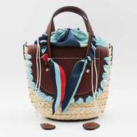 Genti de mana Cuba Lab Brown Leather Habanera Silk Satchels Bag Femei