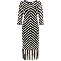 Rochii ZIMMERMANN Midi Black And White Dress With Chevron Motif In Crochet Woman