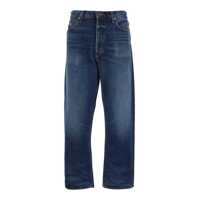 Blugi Blue Five-Pocket Jeans With Lightened Effect In Regenerative Cotton Man Barbati