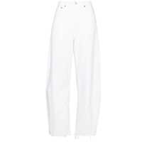 Blugi 'Luna' White Jeans With Logo Patch On The Rear And Fringed Hem In Denim Woman Femei