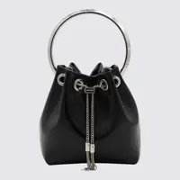 Genti de mana Jimmy Choo Black Leather Top Handle Bag Femei