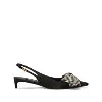 Pantofi cu toc Black Slingback Pumps With Rhinestone Bow Detail In Silk Blend Woman Femei