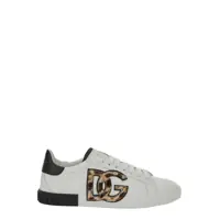 Sneakers White Low Top Sneaker With Animal-Motif Logo In Leather Woman Femei