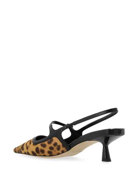 Pantofi cu toc Jimmy Choo Didi Brown Slingback Pumps With Leopard Motif And Sculpted Heel In Leather Woman BROWN Femei (BM 18467610) 3