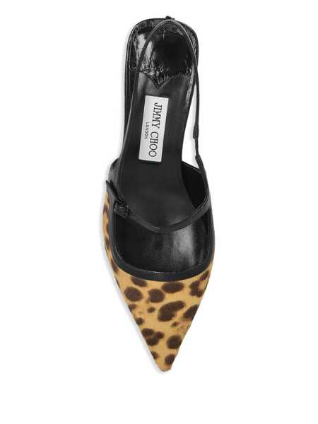 Pantofi cu toc Jimmy Choo Didi Brown Slingback Pumps With Leopard Motif And Sculpted Heel In Leather Woman BROWN Femei (BM 18467610) 4