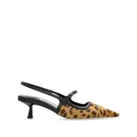 Pantofi cu toc 'Didi' Brown Slingback Pumps With Leopard Motif And Sculpted Heel In Leather Woman Femei