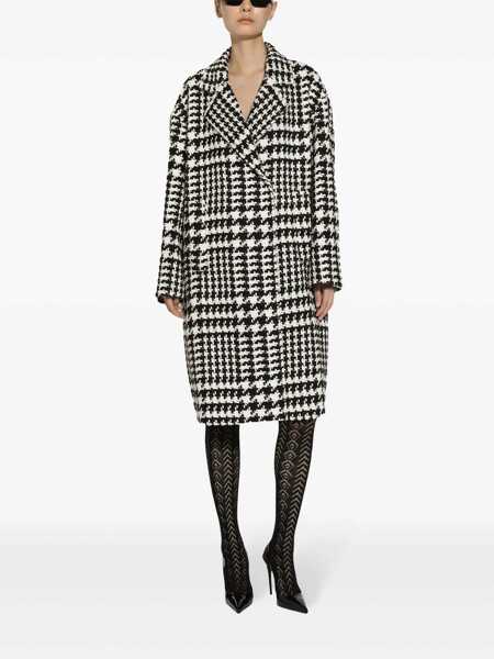 Paltoane Dolce & Gabbana Black And White Coat With All-Over Check Motiv In Wool Blend Woman Multicolor Femei (BM 18468141) 2