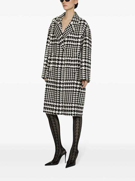 Paltoane Dolce & Gabbana Black And White Coat With All-Over Check Motiv In Wool Blend Woman Multicolor Femei (BM 18468141) 3