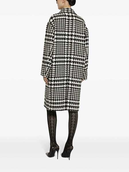 Paltoane Dolce & Gabbana Black And White Coat With All-Over Check Motiv In Wool Blend Woman Multicolor Femei (BM 18468141) 4