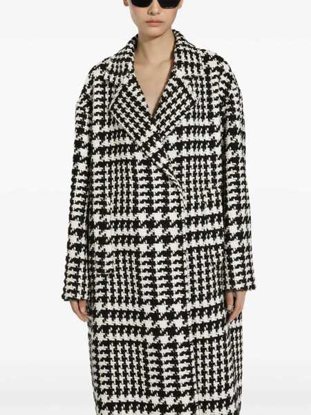 Paltoane Dolce & Gabbana Black And White Coat With All-Over Check Motiv In Wool Blend Woman Multicolor Femei (BM 18468141) 5