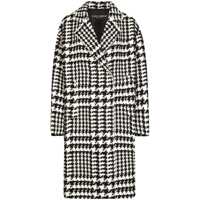 Paltoane Black And White Coat With All-Over Check Motiv In Wool Blend Woman Femei