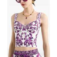 Topuri Dolce & Gabbana Dama - Topuri Dolce & Gabbana Violet Top With Sweetheart Neckline And All-Over Graphic Print In Cotton Blend Woman PURPLE Femei (BM 18468441) - B-mall.ro