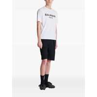 Tricouri Balmain pentru Barbati - Tricouri Balmain White Crewneck T-Shirt With Contrasting Logo Lettering Print In Cotton Man WHITE Barbati (BM 18468960) - B-mall.ro