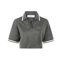 Tricouri Polo Golden Goose "Journey W'S" Medium Crop Polo Fluid Jersey Knitted Rib Micro Piquet Tonal Embroidery Clothing Femei