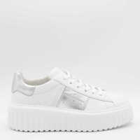 Sneakers Hogan White And Silver Leather H Stripes Sneakers Femei