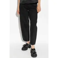 Blugi Ganni Dama - Blugi Ganni Black Pants With High Waist And Logo Patch On The Rear In Cotton Woman Black Femei (BM 18471315) - B-mall.ro