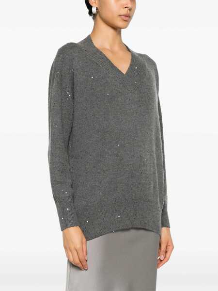 Pulovere Brunello Cucinelli Brunello Cucinelli Sequin Sweater GRAY Femei (BM 18473004) 3