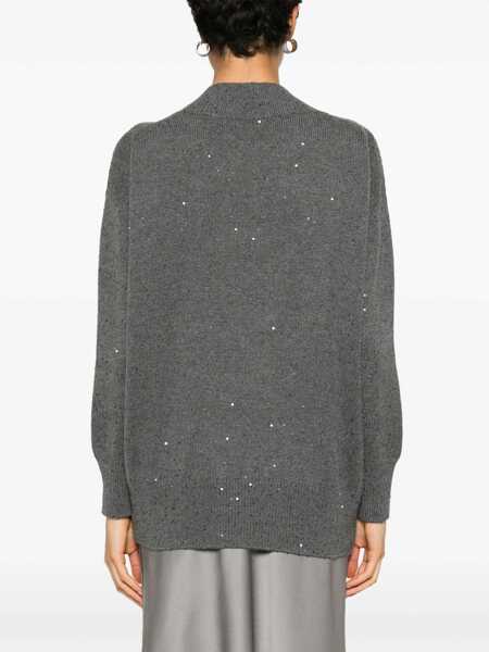 Pulovere Brunello Cucinelli Brunello Cucinelli Sequin Sweater GRAY Femei (BM 18473004) 4