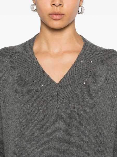 Pulovere Brunello Cucinelli Brunello Cucinelli Sequin Sweater GRAY Femei (BM 18473004) 5