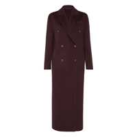 Paltoane Bordeaux Double-Breasted Coat With Peak Revers In Cashmere Woman Femei