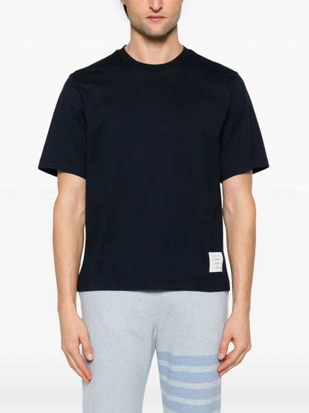 Topuri Thom Browne Thom Browne Rwb Knit Trim T-Shirt BLUE Barbati (BM 18473544) 2