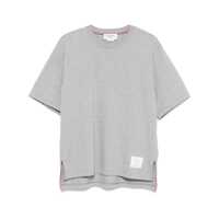 Tricouri Grey Crewneck T-Shirt With Logo Patch On The Front And Striped Detail On The Rear In Cotton Man Barbati