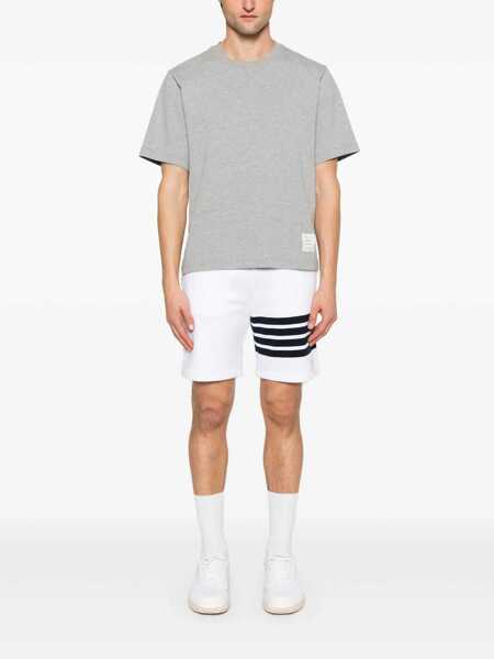 Tricouri Thom Browne Grey Crewneck T-Shirt With Logo Patch On The Front And Striped Detail On The Rear In Cotton Man GREY Barbati (BM 18473706) 2
