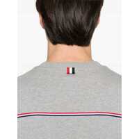 Tricouri Thom Browne pentru Barbati - Tricouri Thom Browne Grey Crewneck T-Shirt With Logo Patch On The Front And Striped Detail On The Rear In Cotton Man GREY Barbati (BM 18473706) - B-mall.ro