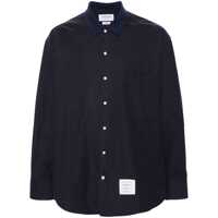 Camasi Thom Browne Blue Shirt With Classic Collar And Striped Rwb Detail In Cotton Man