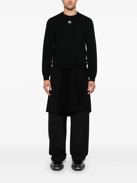 Pulovere MARINE SERRE Black Crewneck Sweater With Logo Embroidery On The Front In Viscose Stretch Man Black Barbati (BM 18474360) 2