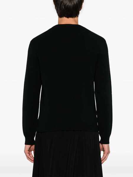 Pulovere MARINE SERRE Black Crewneck Sweater With Logo Embroidery On The Front In Viscose Stretch Man Black Barbati (BM 18474360) 4