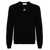MARINE SERRE Black Crewneck Sweater With Logo Embroidery On The Front In Viscose Stretch Man Black