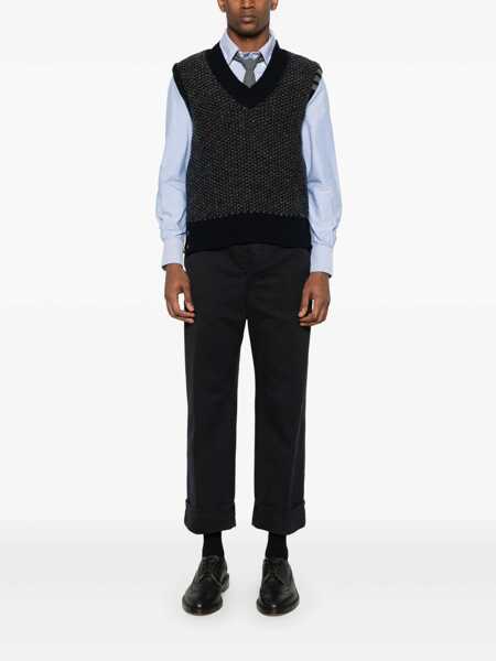 Camasi Thom Browne Light Blue Shirt With Button-Down Collar And Striped Rwb Detail On The Rear In Cotton Man BLUE Barbati (BM 18474411) 2