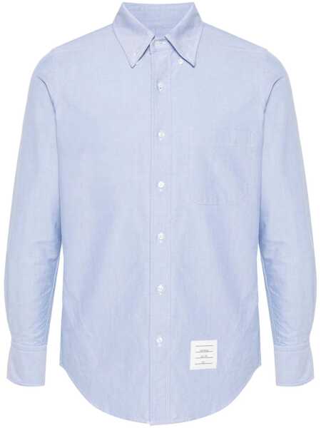 Camasi Thom Browne Light Blue Shirt With Button-Down Collar And Striped Rwb Detail On The Rear In Cotton Man BLUE Barbati (BM 18474411) 1