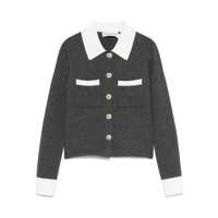 Cardigane Self-Portrait 'Grey Contrast Collar' Cardigan Femei