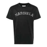 Tricouri Black Crewneck T-Shirt With Logo Lettering Print In Cotton Woman Femei