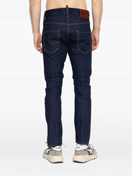 Blugi DSQUARED2 Blue Jeans With Belt Loops And Logo Patch On The Rear In Denim Man BLUE Barbati (BM 18477081) 4