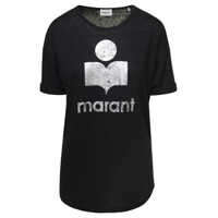 Tricouri 'Koldi' Black Crewneck T-Shirt With Contrasting Logo In Linen Woman Isabel Marant Étoile Femei