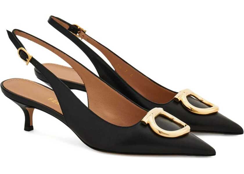 Pantofi cu toc Ferragamo Gancini Slingback Pumps NERO Femei (BM 18479626) 2