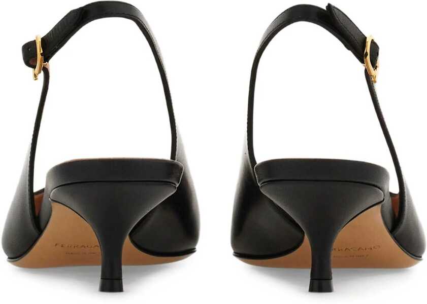 Pantofi cu toc Ferragamo Gancini Slingback Pumps NERO Femei (BM 18479626) 3