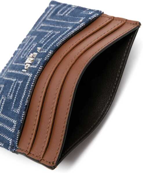 Portofele Fendi Denim Card Holder STONEDARK NUTP Barbati (BM 18479671) 3