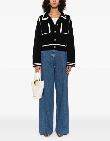 Cardigane Pinko Cardigan with contrasting profiles BLU/BIANCO Femei (BM 18479731) 2