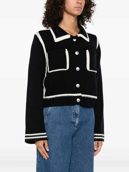 Cardigane Pinko Cardigan with contrasting profiles BLU/BIANCO Femei (BM 18479731) 3