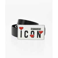 Curele DSQUARED2 Icon Leather Belt With Enamelled Anchor Buckle 30Cmm